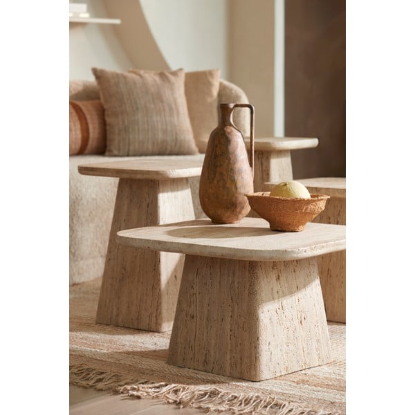 Beżowy stolik z kamiennym blatem 60x60 cm Kepami – Light & Living-image-1