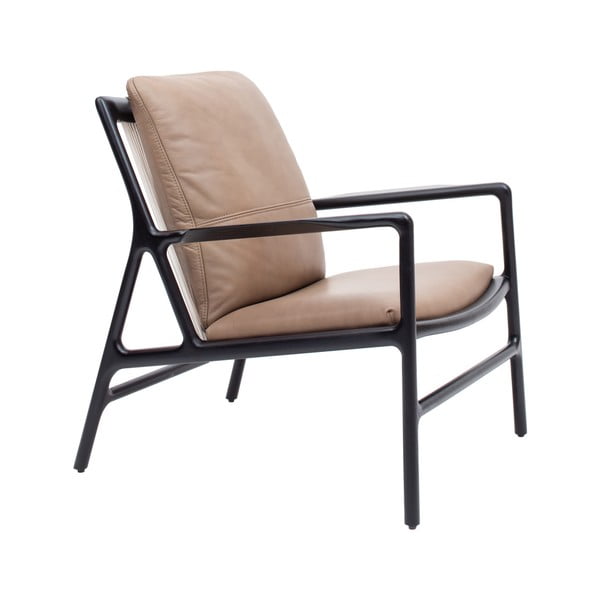 Czarno-beżowy skórzany fotel Dedo – Gazzda-image-3