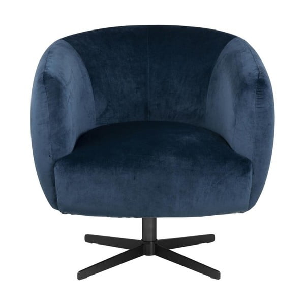 Niebieski aksamitny fotel obrotowy Actona Auburn