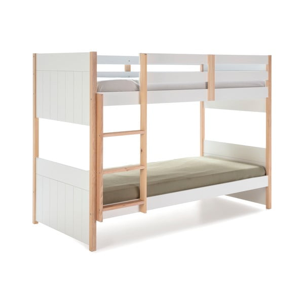Białe łóżko piętrowe dla dzieci z drewna sosnowego Marckeric Kiara, 90x190 cm-image-4