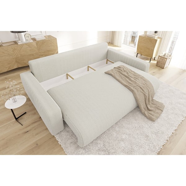 Kremowa sztruksowa rozkładana sofa ze schowkiem 234 cm Sara – Ropez-image-4