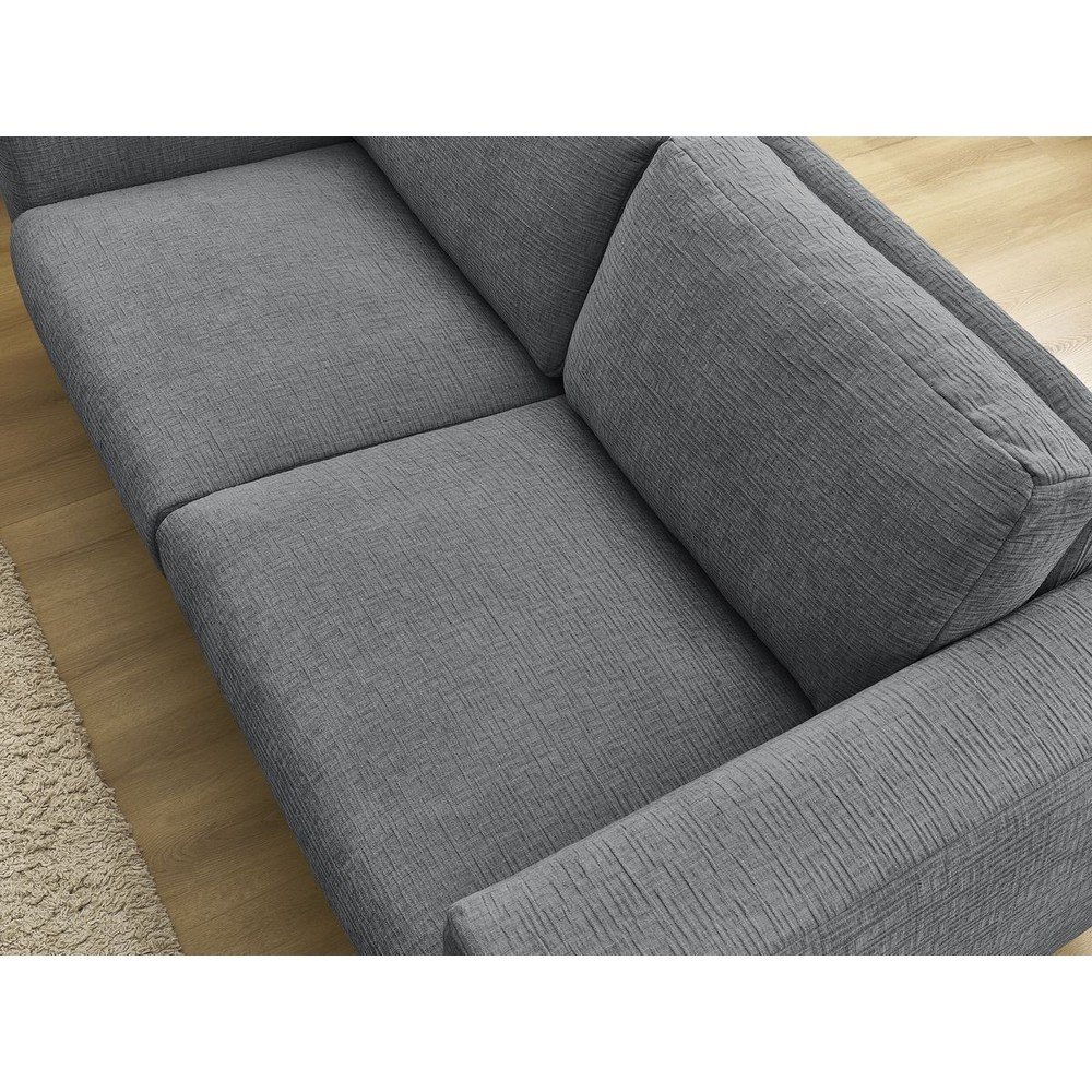 Ciemnoszara rozkładana sofa do spania z tkaniny szenilowej 220 cm Hugo – Bobochic Paris (zdjęcie 8)