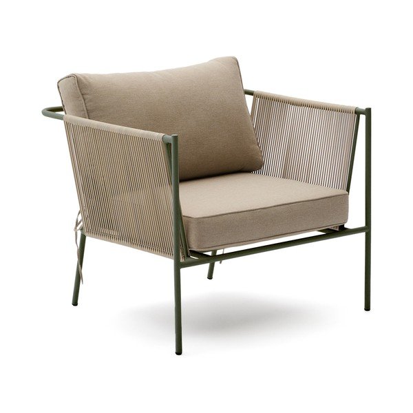 Zielono-beżowy metalowy fotel ogrodowy Zivia – Kave Home