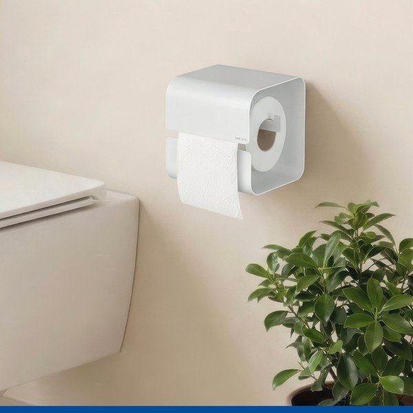 Biały stalowy uchwyt na papier toaletowy z mocowaniem Turbo-loc bez wiercenia Lizan – Wenko-image-1
