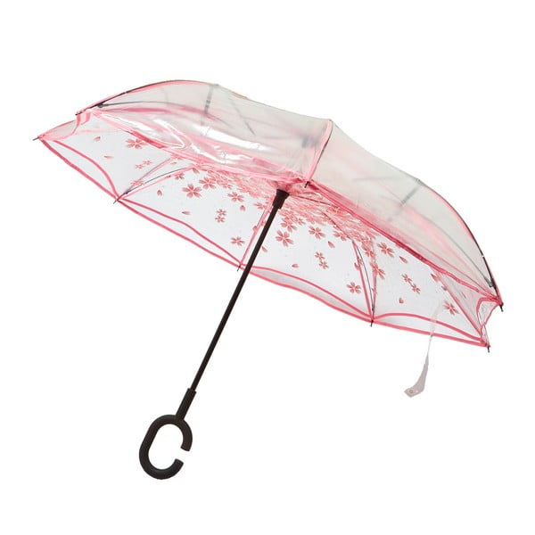 Przezroczysty parasol z różowymi detalami Spring Blossom, ⌀ 110 cm