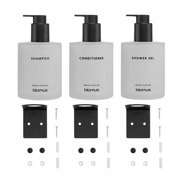 Białe ścienne szklane dozowniki do mydła 3 szt. 350 ml Kirei – Blomus-image-4