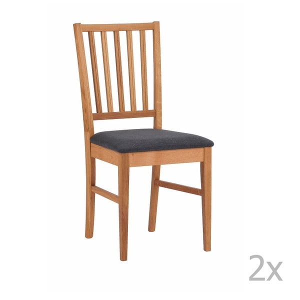 Zestaw 2 naturalnych krzeseł z drewna dębowego Folke Filippa