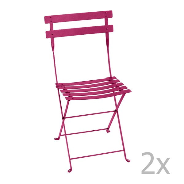 Zestaw 2 różowych krzeseł składanych Fermob Bistro