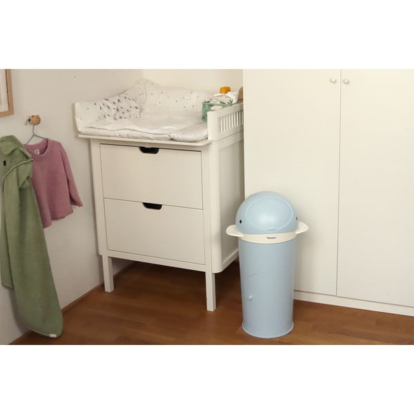 Jasnoniebieski plastikowy kosz na pieluchy 25 l Whale – Kindsgut-image-1