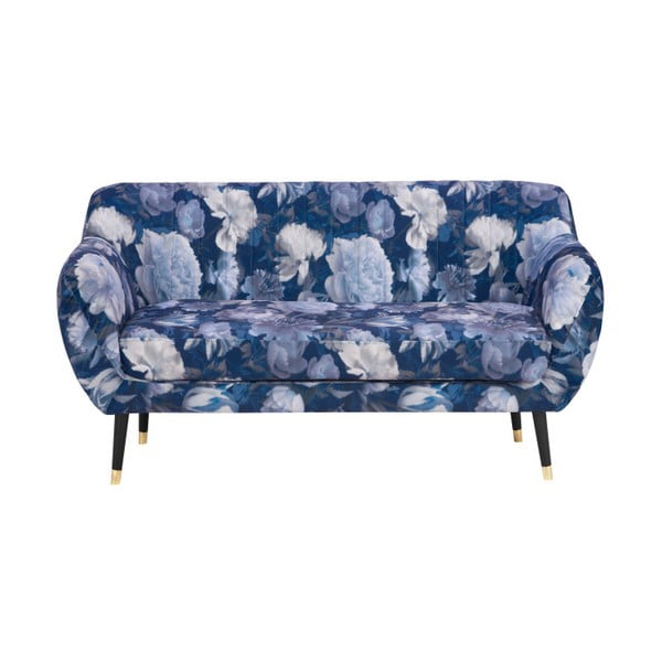 Niebieska sofa 2-osobowa Mazzini Sofas Benito Floral