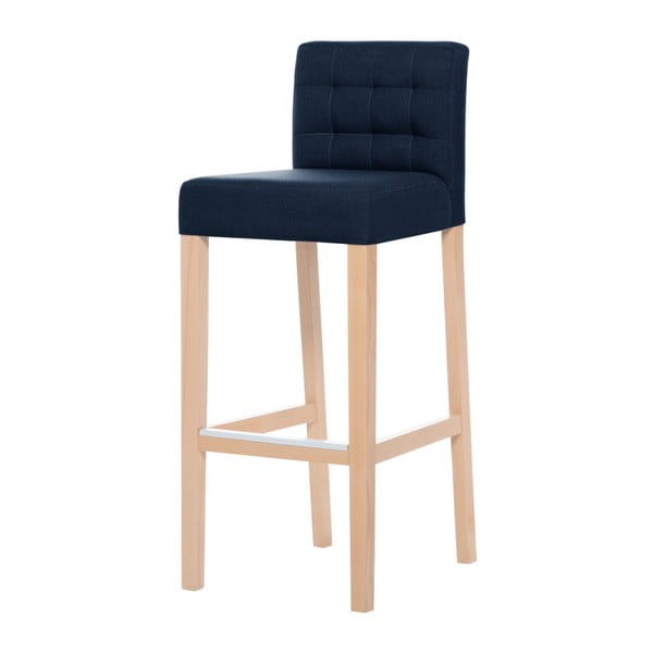 Niebieskie krzesło barowe z brązowymi nogami Ted Lapidus Maison Jasmin