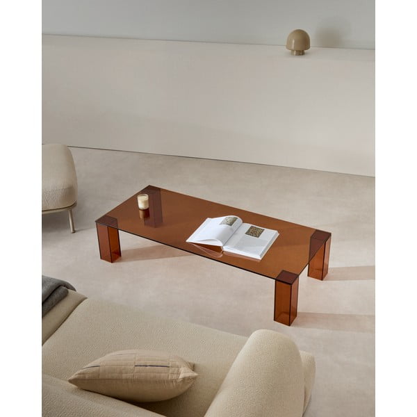 Brązowy szklany stolik 60x140 cm Adularia – Kave Home-image-1