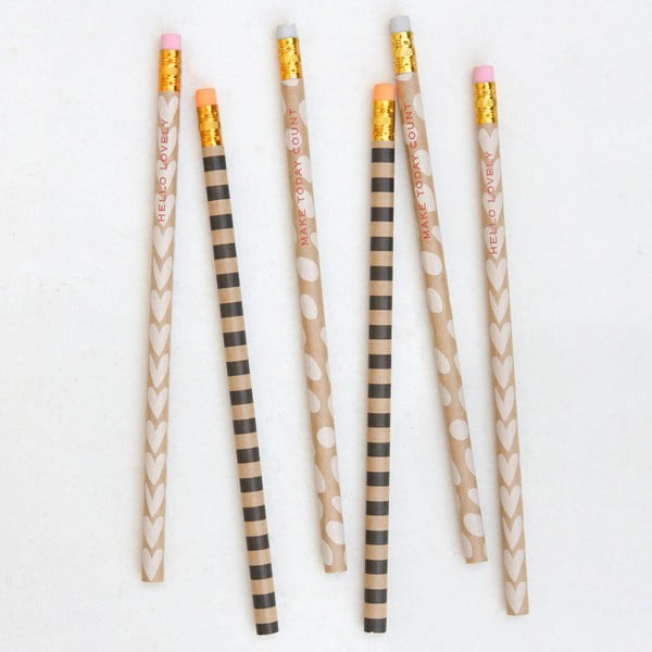 Zestaw 6 ołówków Caroline Gardner Kraft Pencils, tvrdost HB