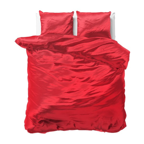 Czerwona dwuosobowa pościel z satynowego mikroperkalu Sleeptime, 240x220 cm