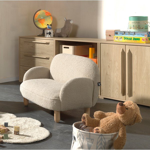 Beżowa sofa dla dzieci z materiału bouclé 89 cm Rocky – Vipack-image-1