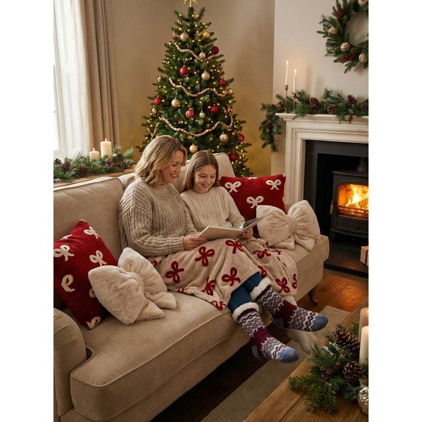 Poduszka dekoracyjna ze świątecznym motywem z mikropluszu 30x50 cm XMAS – Tiseco Home Studio-image-1