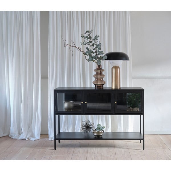 Czarna metalowa witryna 132x88 cm Carmel – Unique Furniture-image-1