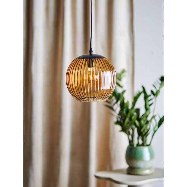 Brązowa szklana lampa wisząca LED ø 23 cm Sybia – Bloomingville-image-1
