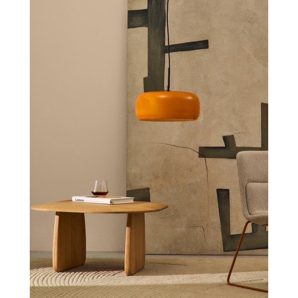 Pomarańczowa lampa wisząca LED ze szklanym kloszem ø 38 cm Reig – Kave Home-image-1