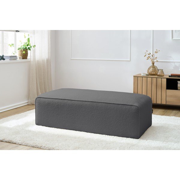 Ciemnoszary podnóżek modułowy z materiału bouclé Megeve – Bobochic Paris-image-1