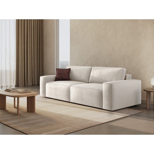 Biała rozkładana sofa z materiału bouclé 247 cm Jodie – Micadoni Home-image-1