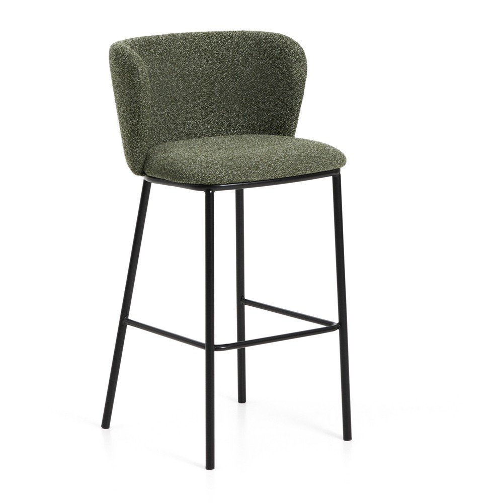 Ciemnozielony tapicerowany hoker (wysokość siedziska 75 cm) Ciselia – Kave Home