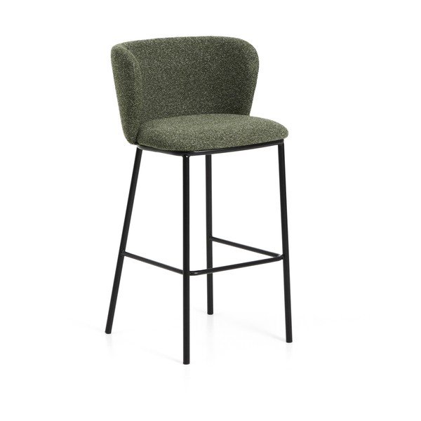 Ciemnozielony tapicerowany hoker (wysokość siedziska 75 cm) Ciselia – Kave Home