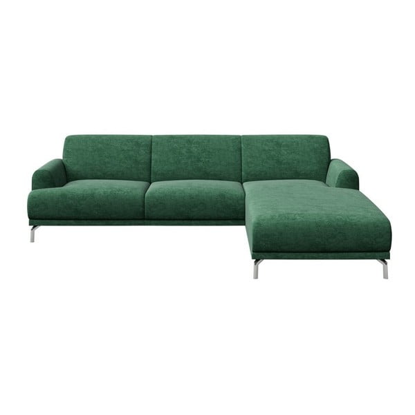 Zielona sofa narożna MESONICA Puzo, prawy róg