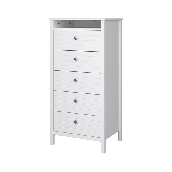 Biała wąska komoda z 5 szufladami Steens New York, wys. 120 cm-image-2