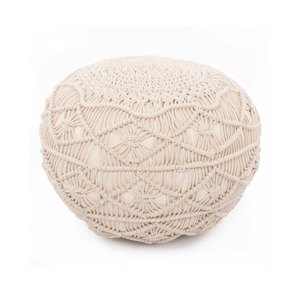 Beżowy puf Tiseco Home Studio Macramé, výška 35 cm