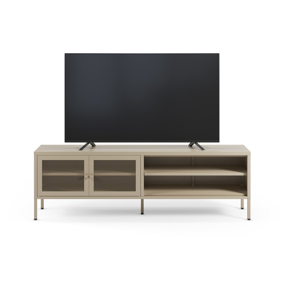 Kremowa metalowa szafka pod TV 160x50x35 cm Fayna – Marckeric (zdjęcie 10)