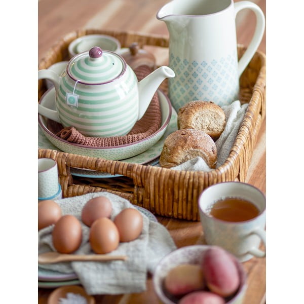 Zielono-biały kamionkowy dzbanek na herbatę Bloomingville Patrizia, 1,2 l-image-1