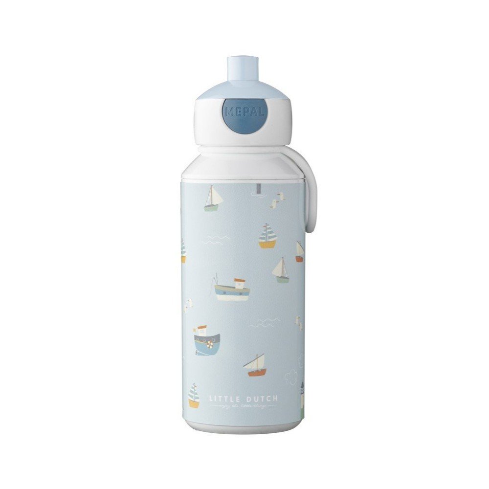 Biała/jasnoniebieska plastikowa butelka dla dzieci 400 ml Sailors Bay by Little Dutch – Mepal