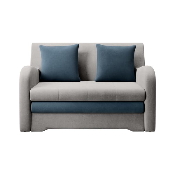 Niebieska/jasnoszara aksamitna rozkładana sofa 130 cm Ario – ELTAP