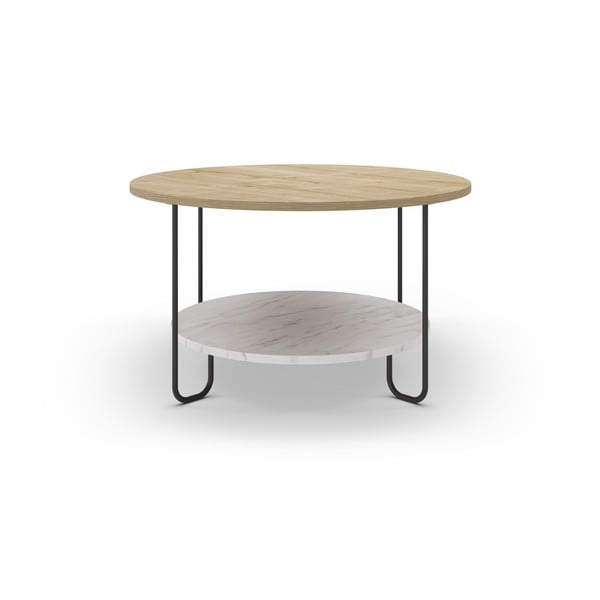 Okrągły stolik z blatem w dekorze dębu ø 80 cm Tonka – Marckeric-image-3