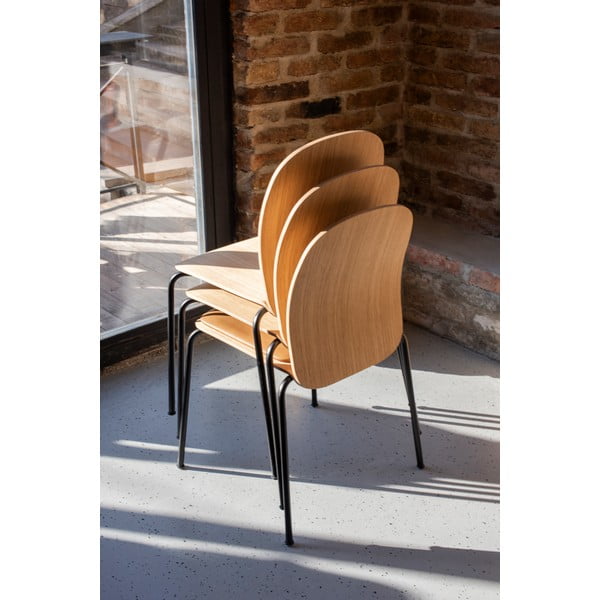 Koniakowe/w naturalnym kolorze krzesła zestaw sztaplowane 2 szt. w dekorze dębu Book – Gazzda-image-1