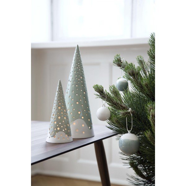 Zestaw 3 zielonych bombek z porcelany kostnej Kähler Design Nobili-image-2
