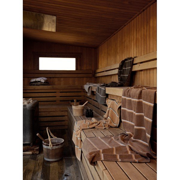Brązowy/beżowy bawełniany ręcznik kąpielowy 70x140 cm Sauna – Zone-image-1