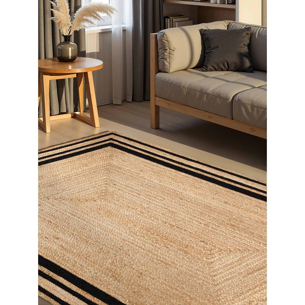 Czarno-naturalny ręcznie tkany dwustronny dywan z juty 160x230 cm Jutta – Hanse Home (zdjęcie 3)