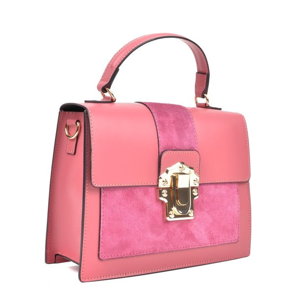 Różowa skórzana torebka Isabella Rhea, 22 x 27 cm-image-2