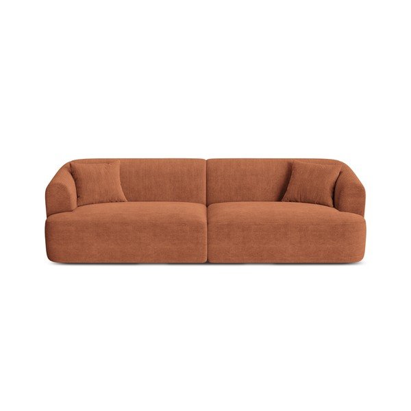 Sztruksowa sofa w kolorze terakoty 255 cm Campi – Cosmopolitan Design