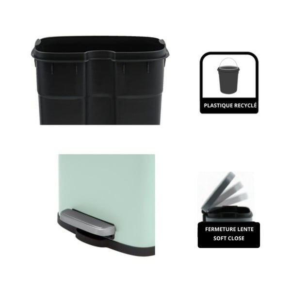 Miętowy stalowy kosz na śmieci z pedałem 5 l   Akira – Spirella-image-2
