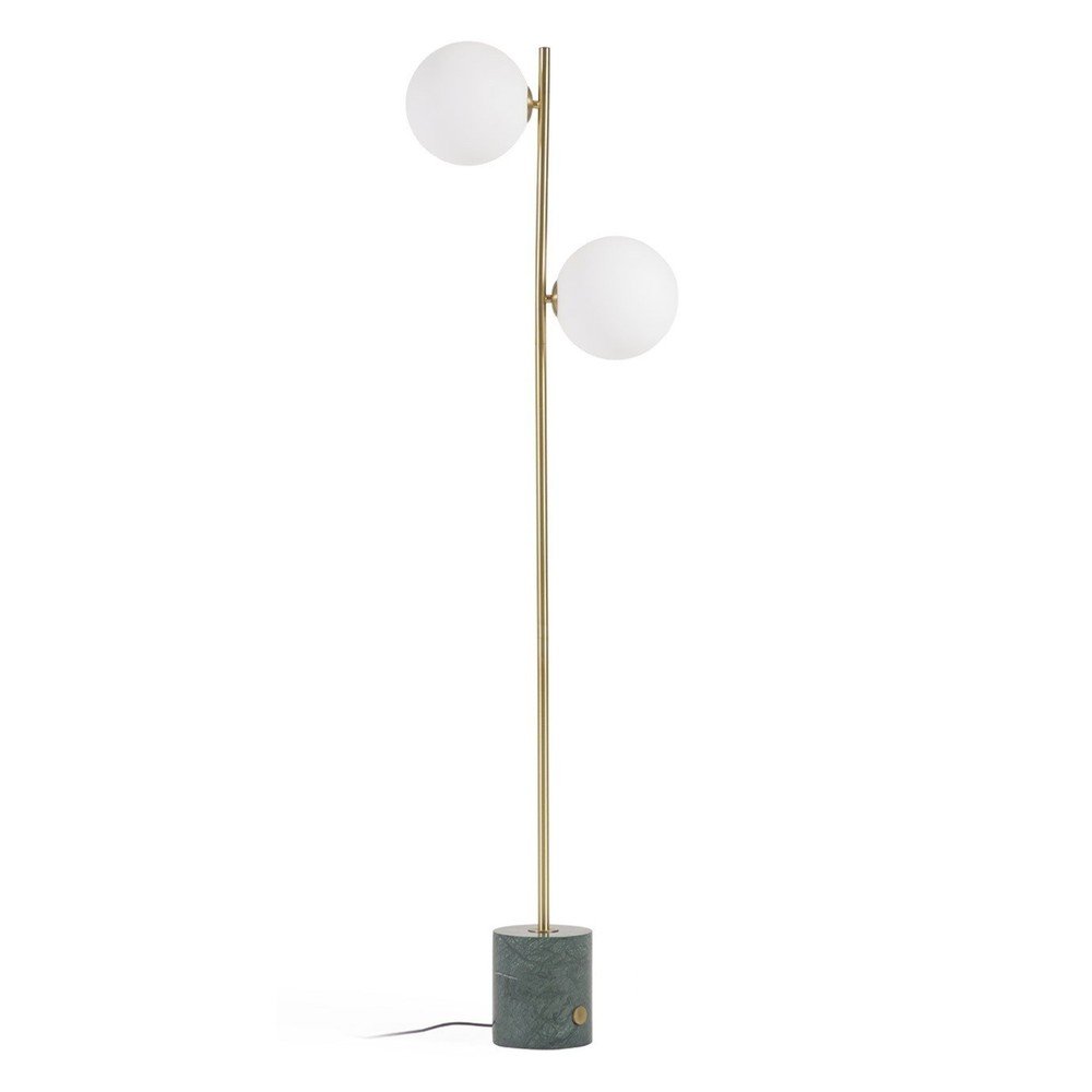 Lampa stojąca w zielono-złotym kolorze ze szklanym kloszem (wys. 161 cm) Lonela – Kave Home