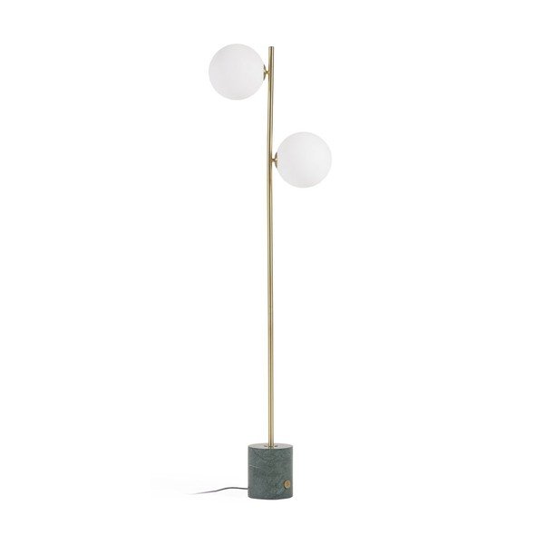 Lampa stojąca w zielono-złotym kolorze ze szklanym kloszem (wys. 161 cm) Lonela – Kave Home