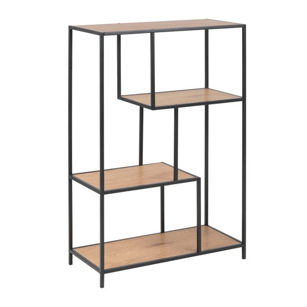 Czarno-naturalny regał w dekorze dębu 77x114 cm Seaford – Actona-image-2