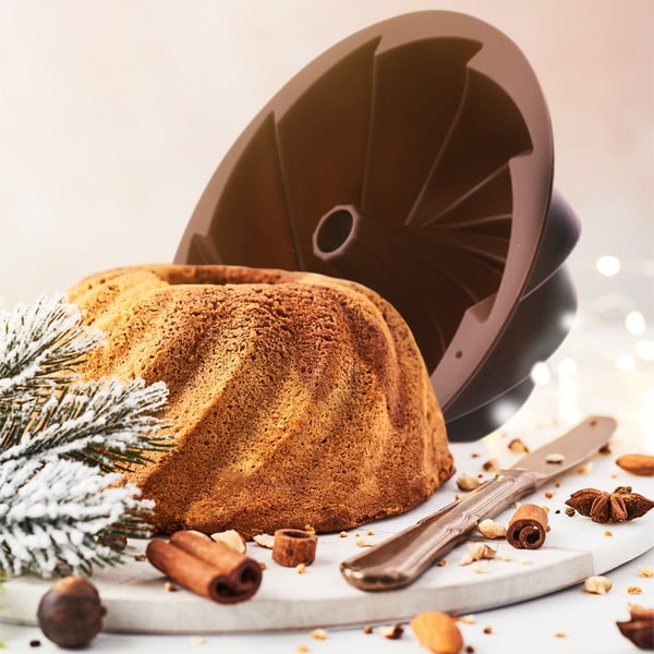 Brązowa silikonowa forma na babkę Orion Flower, ø 23,5 cm-image-3