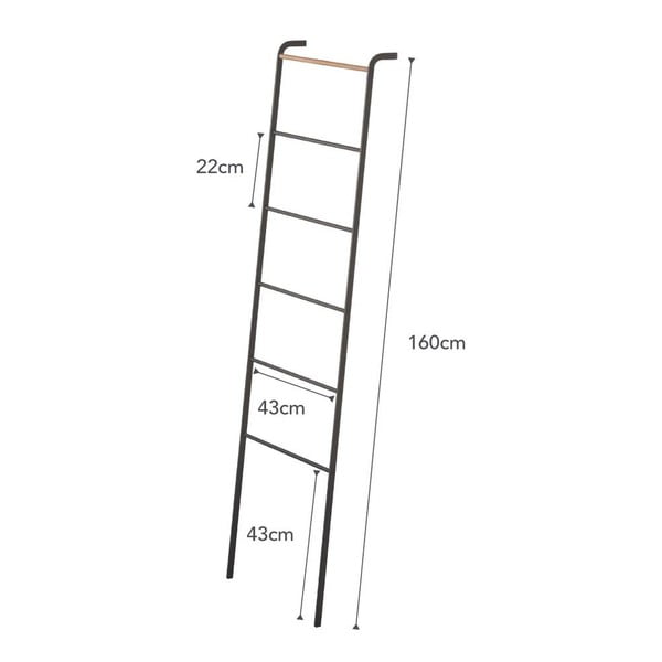 Czarna drabina dekoracyjna z detalem z bukowego drewna YAMAZAKI Tower Ladder-image-4
