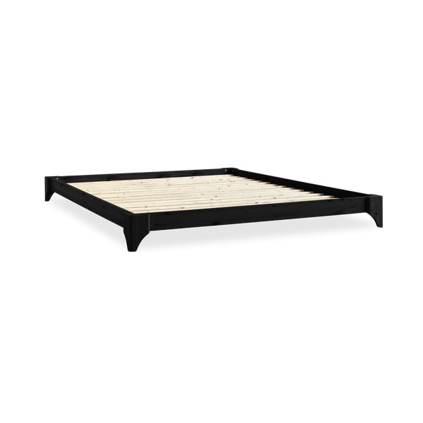 Czarne łóżko dwuosobowe z drewna sosnowego ze stelażem 180x200 cm Elan – Karup Design