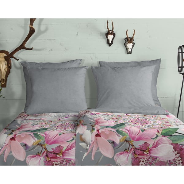 Różowo-szara flanelowa pościel jednoosobowa 140x200 cm – HIP-image-2