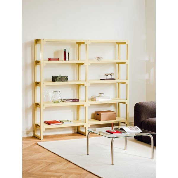 Jasnożółty regał z litego drewna bukowego 184x180x37 cm Noru – noo.ma-image-1